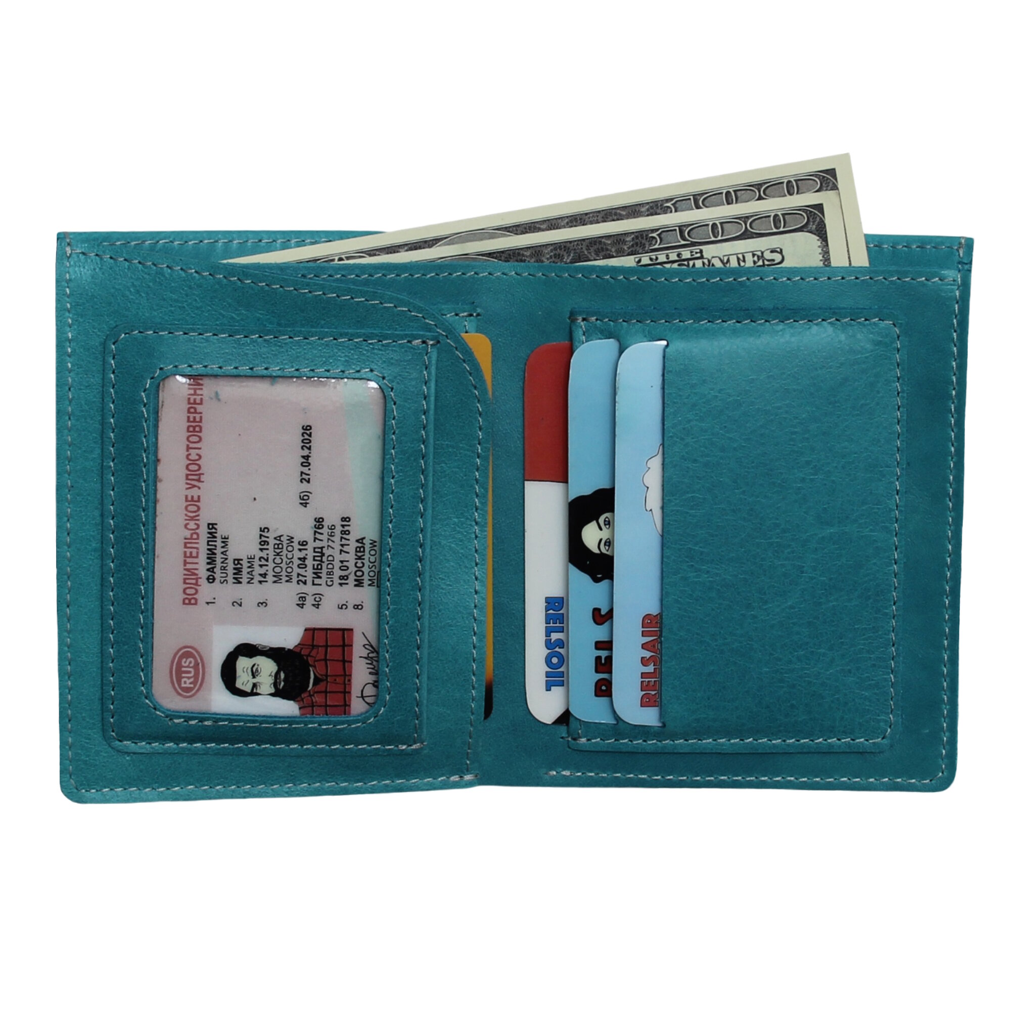 Обложка для автодокументов RELS, бирюзовый — фото 1