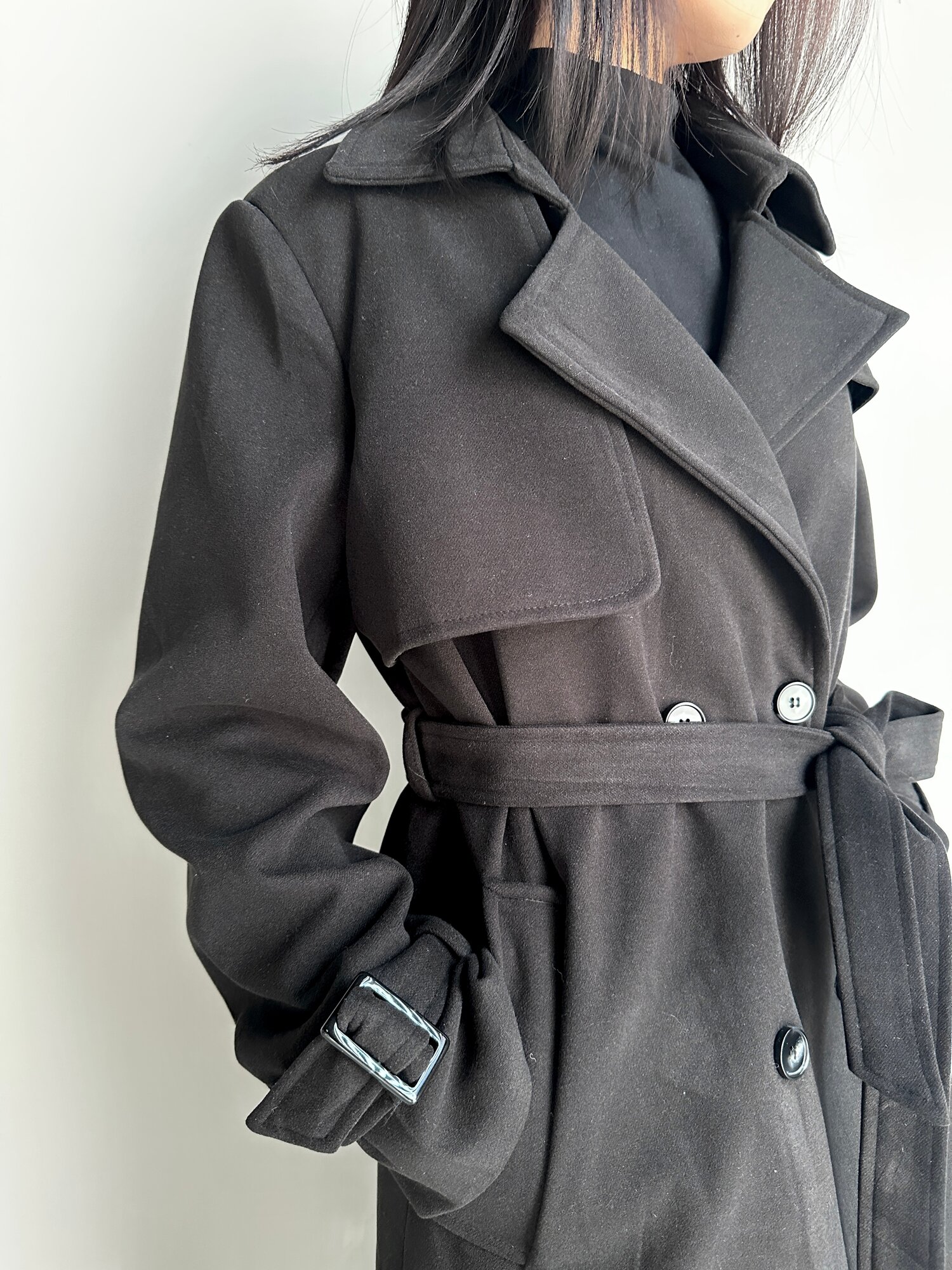 Пальто INK Бежевый, черный, размер L, черный — фото 1