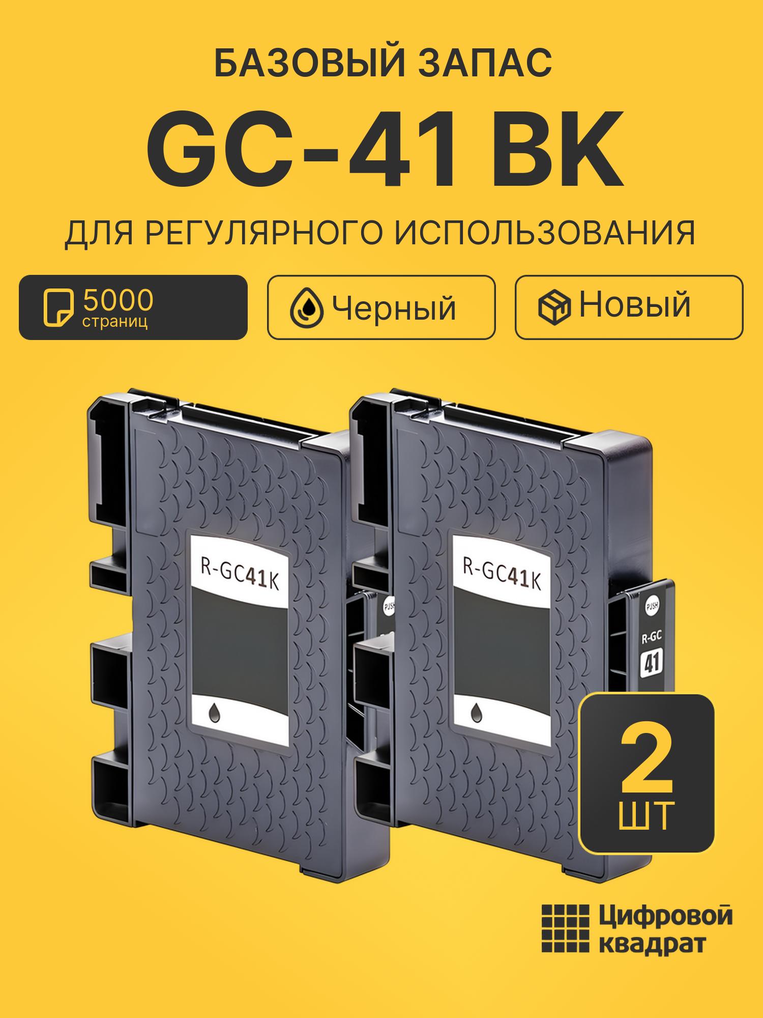 Комплект картриджей GC-41 BK (2 шт.) на 5000 страниц для принтеров Ricoh SG2100N, SG3100SNw, SG3110 DNw, SG3110DN