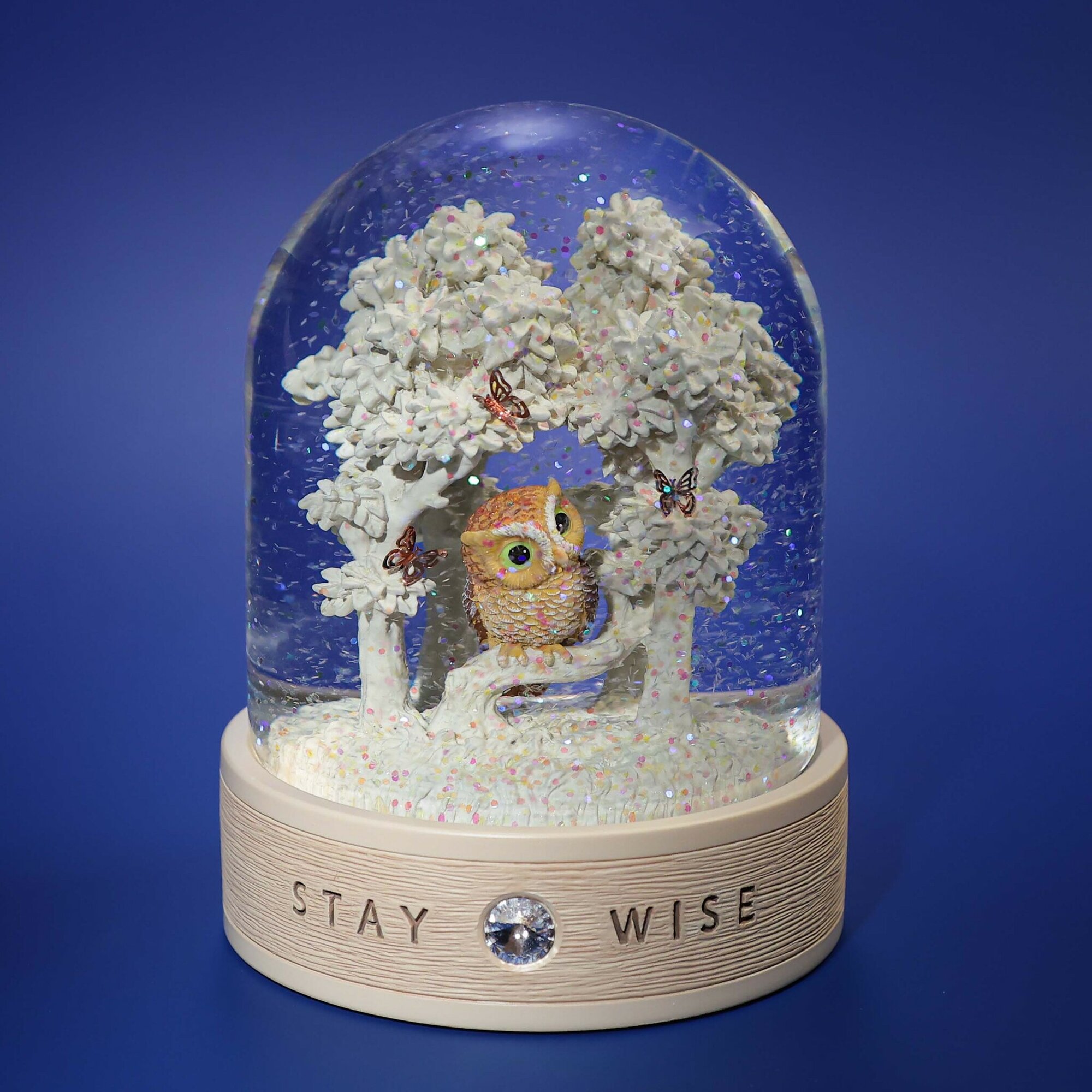 Снежный шар в виде купола Glassglobe с совой "Мудрость", 10cm, стекло