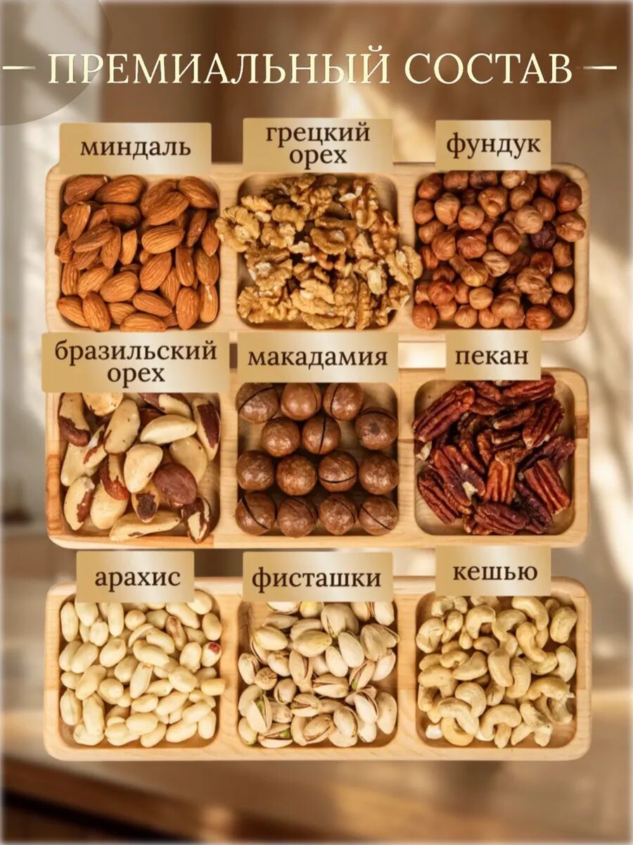 Подарочный набор орехов Royal Nuts "Ореховый Рай", 9 видов орехов