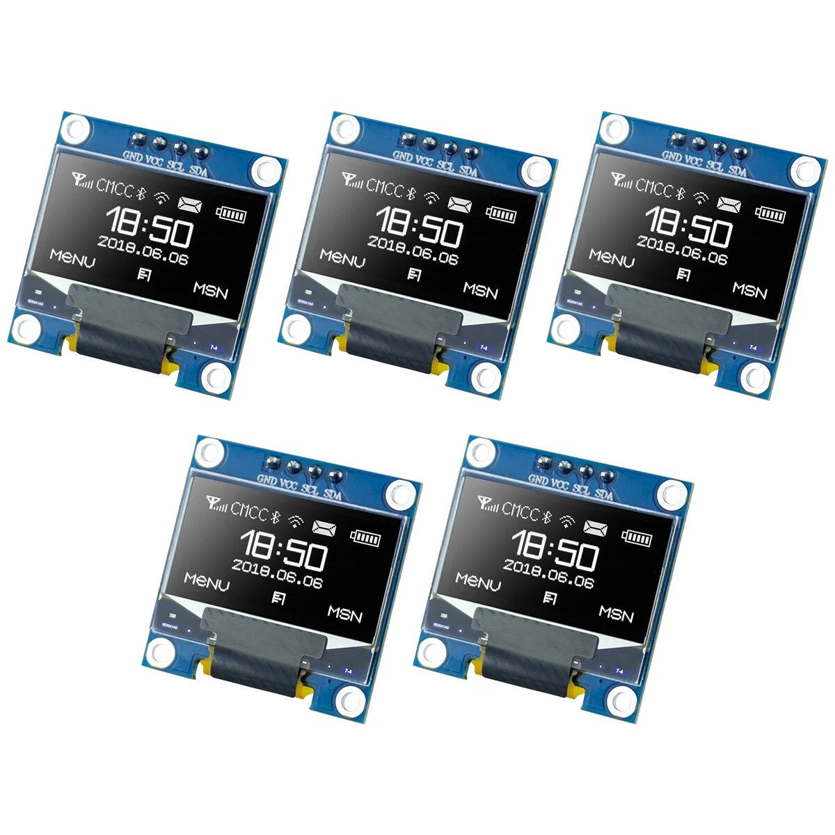 5 шт. 0,96 дюймовый OLED ЖК-дисплей модуль 4Pin Белый Синий I2C IIC мини самосветящийся SSD1306 128X6 4 плата с ЖК-экраном для Arduino, 5pcs white