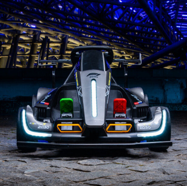 Электромобиль kart 2030, серый, аккумулятор 24V, двойной привод, для детей 3-6 лет