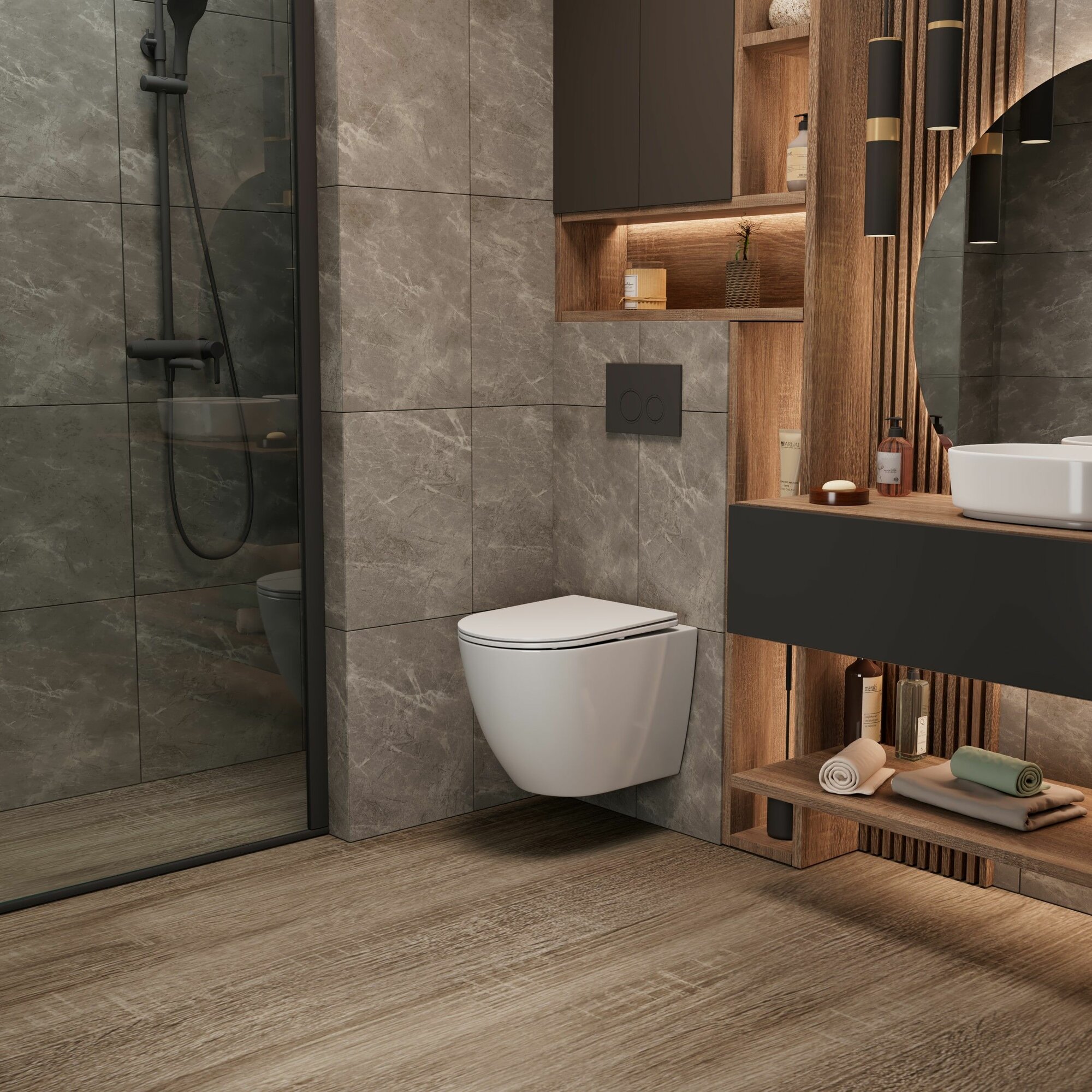 Унитаз подвесной Grossman Thin Rim GR-5601S (520х360х360) тонкий ободок белый с тонкой крышкой микролифт1 место