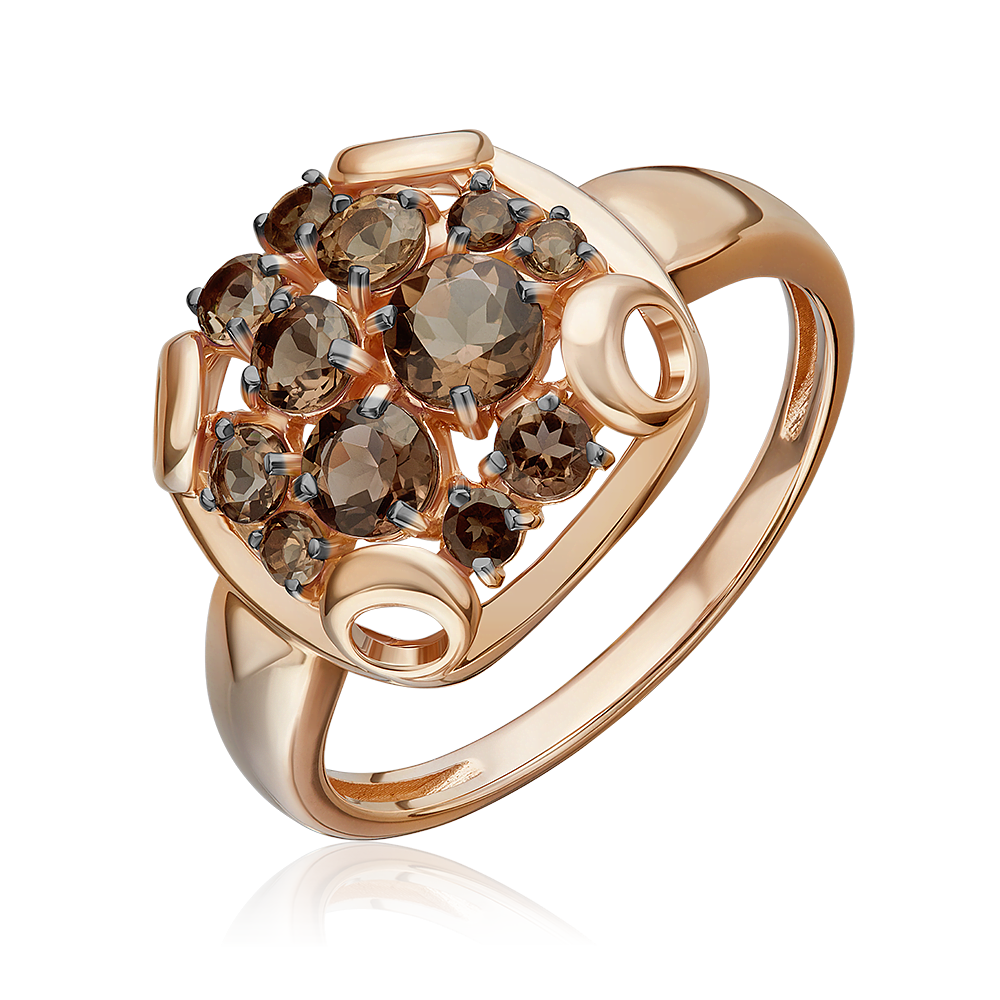Кольцо PLATINA, красное золото, 585 проба, кварц