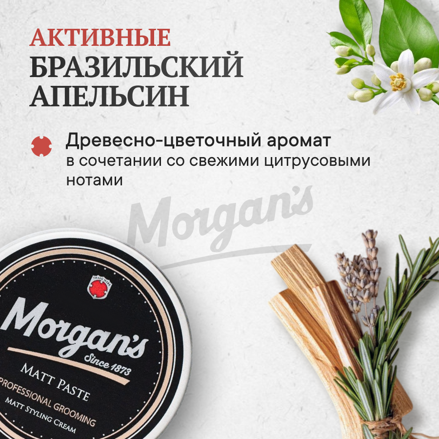 Матовая паста для укладки волос Morgan's Matt Paste, средняя фиксация, 75 мл — фото 1