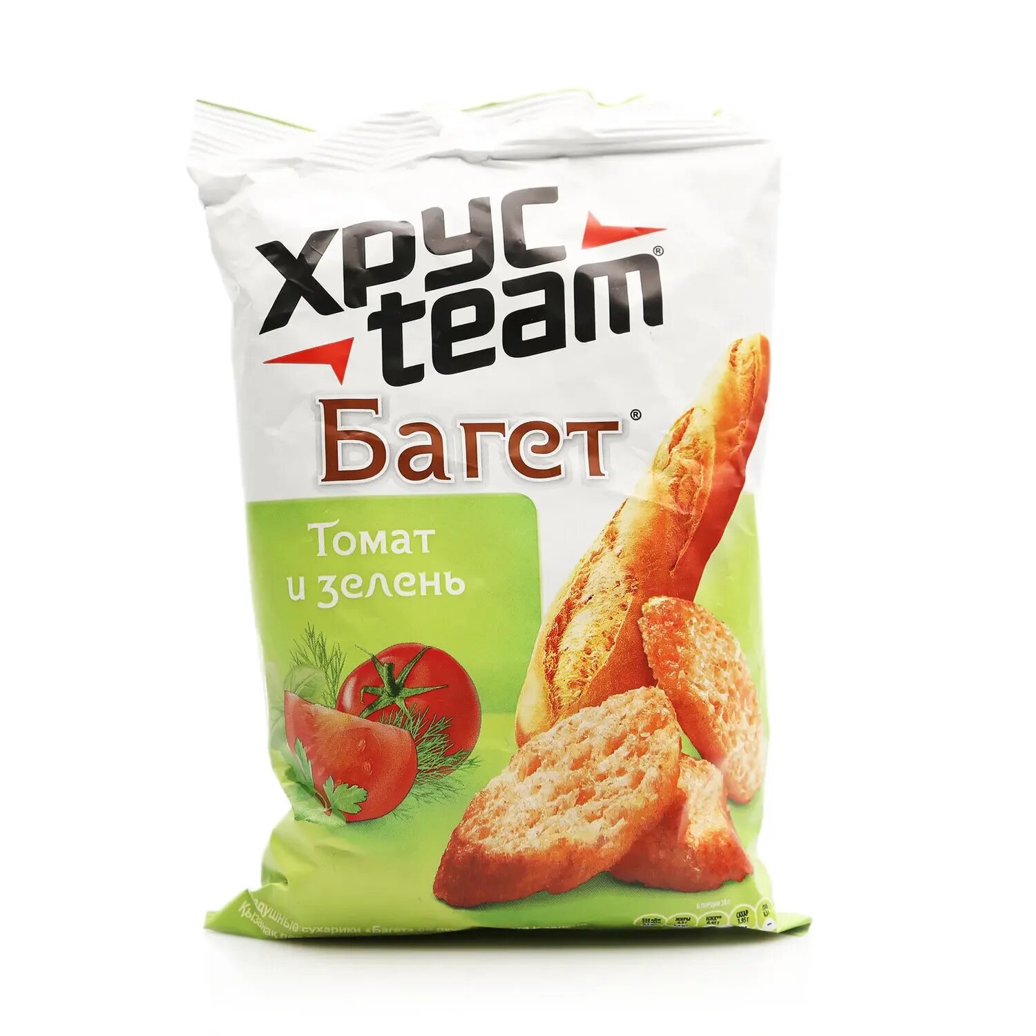 Сухарики Хрусteam Хрустим Томат и зелень, багет, 60 г х 24 шт