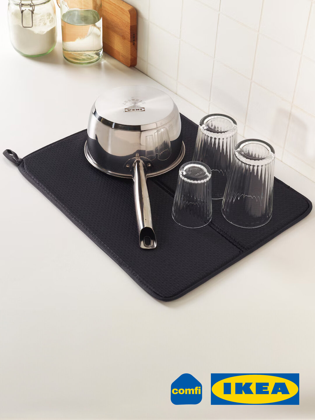 IKEA коврик для сушки посуды нескользящий, из микрофибры, 44 * 36 см, черный