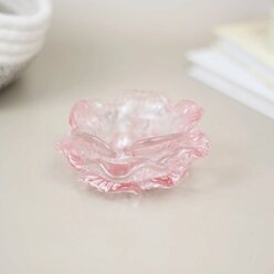 Подсвечник стеклянный "Роза" 10x4,5см, светло-розовый, изящный дизайн