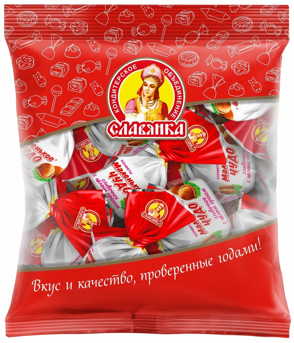 Конфеты Славянка "Маленькое чудо", с орехами, молочный шоколад — фото 1