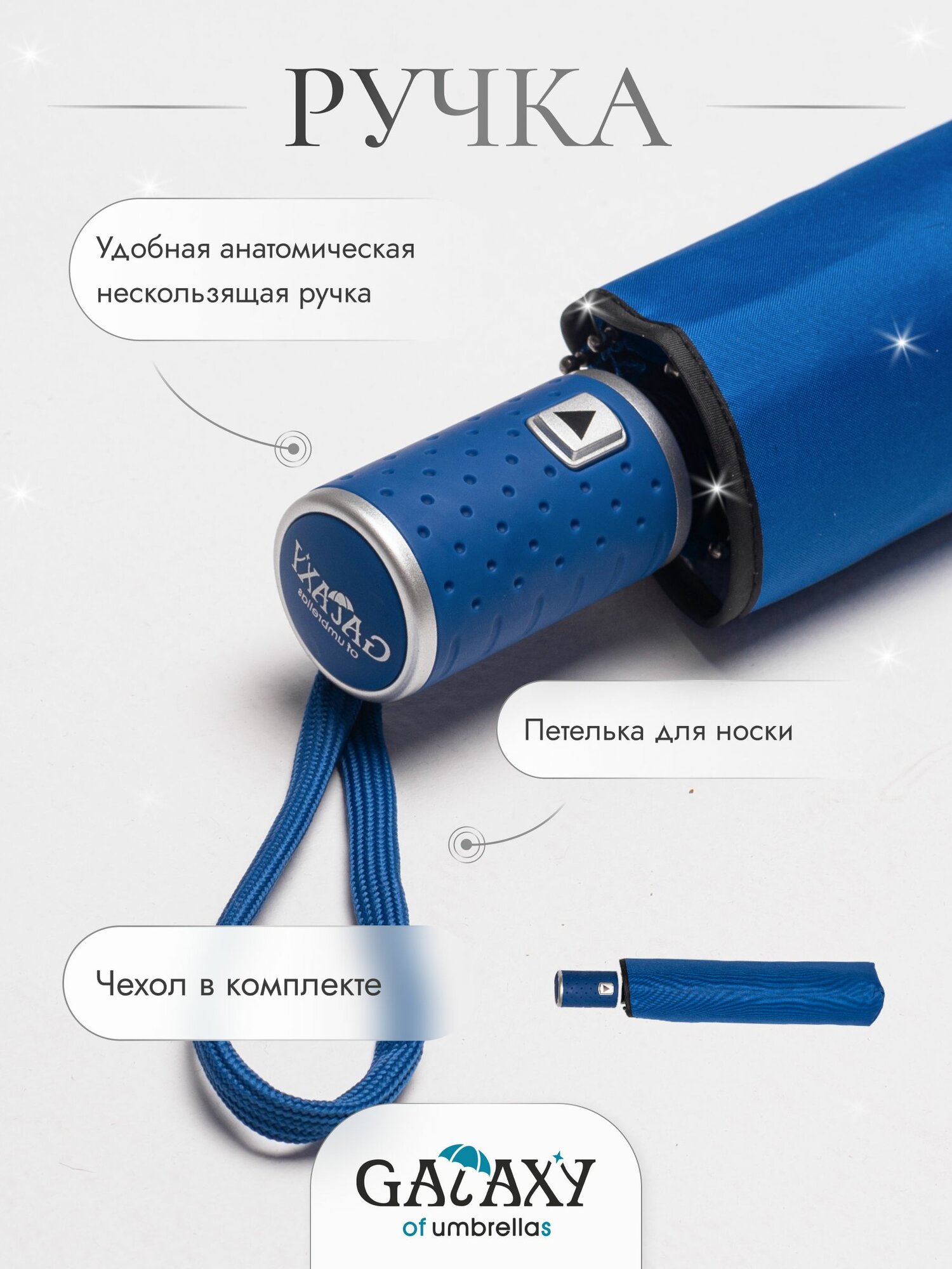 Мини-зонт GALAXY OF UMBRELLAS, синий — фото 1