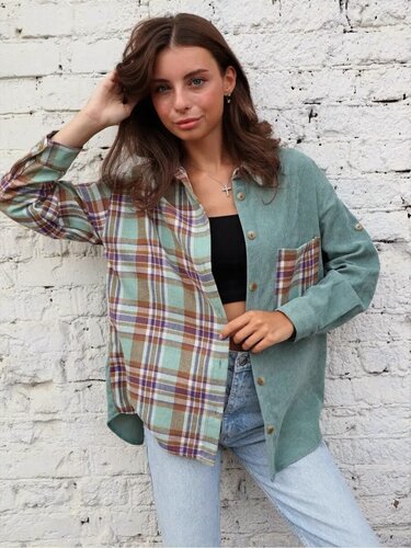 Изображение товара Рубашка вельветовая в клетку оверсайз