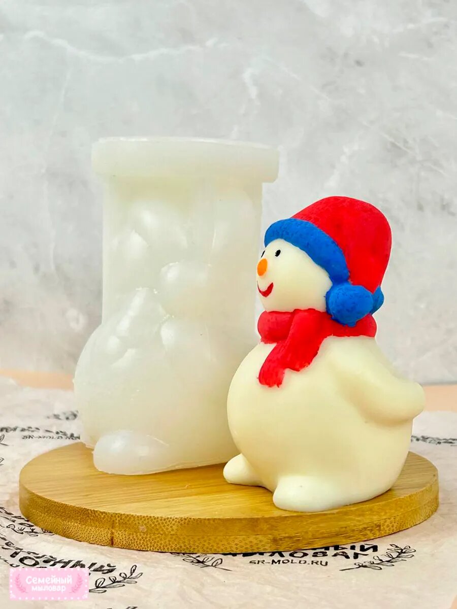 Силиконовая форма / молд для свечей и мыла Снеговик — фото 1