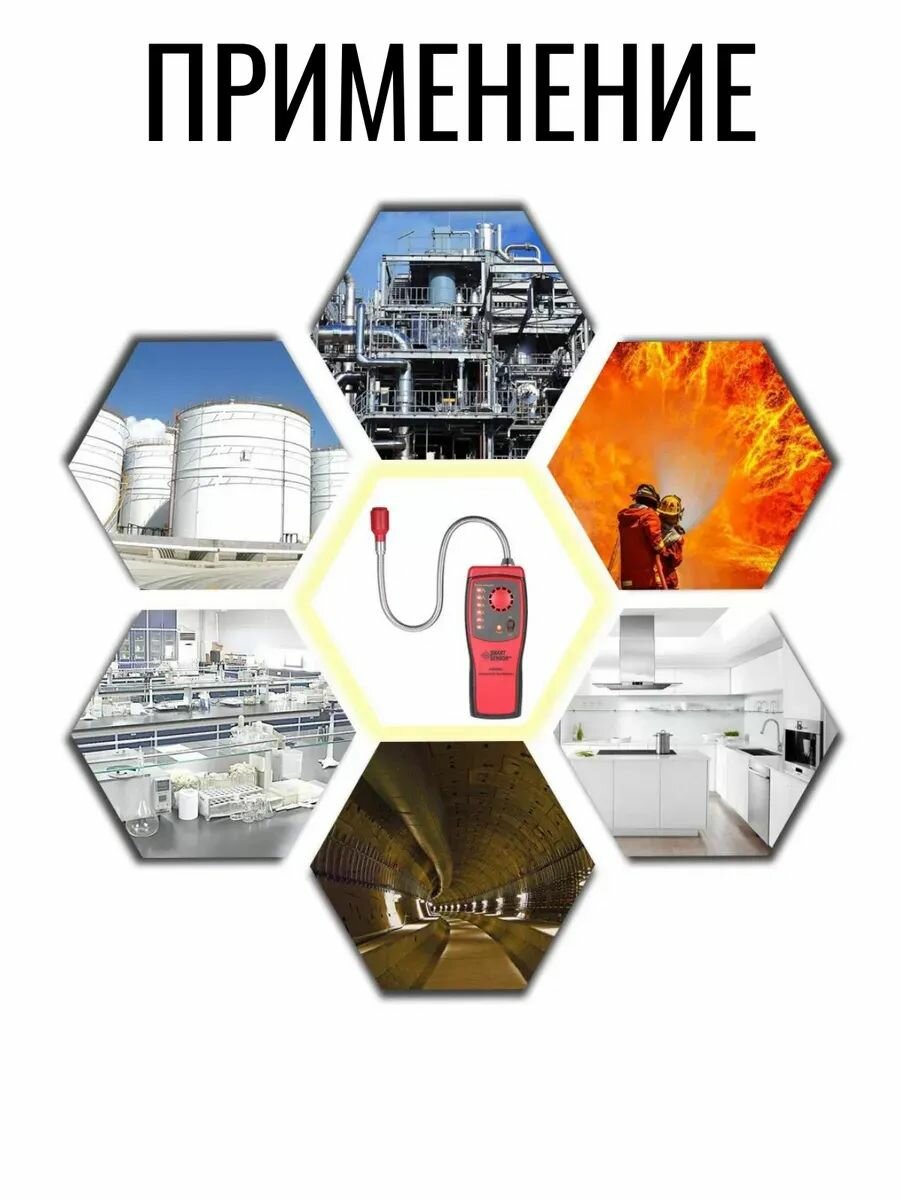 Картинки Газоанализатор Smart Sensor AS8800L, детектор определения легковоспламеняющихся горючих газов, детектор утечки газа со звуковым сигналом