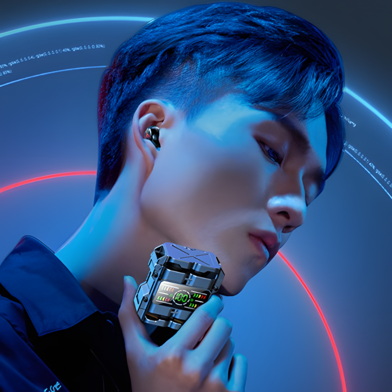 Cyberpunk стиль пару TWS наушники, в общей сложности четыре наушника, могут быть разделены на 2 группы независимого использования, могут заряжать мобильные телефоны — фото 1