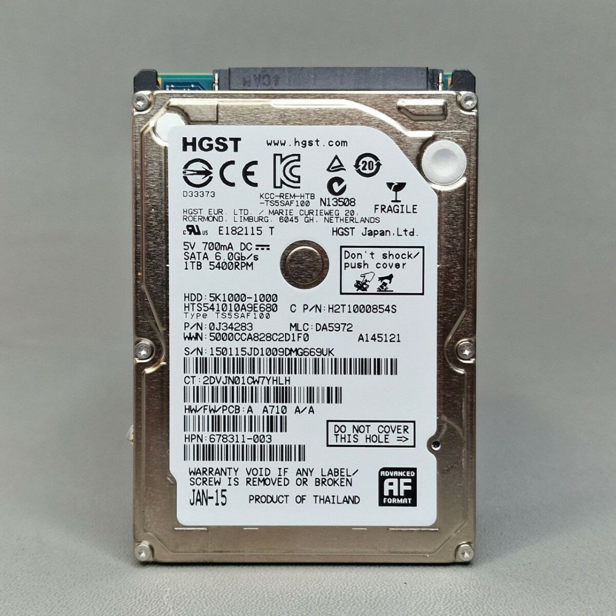 Жесткий диск HGST, HTS541010A9E680, интерфейс SATA, 2.5", 1 TB