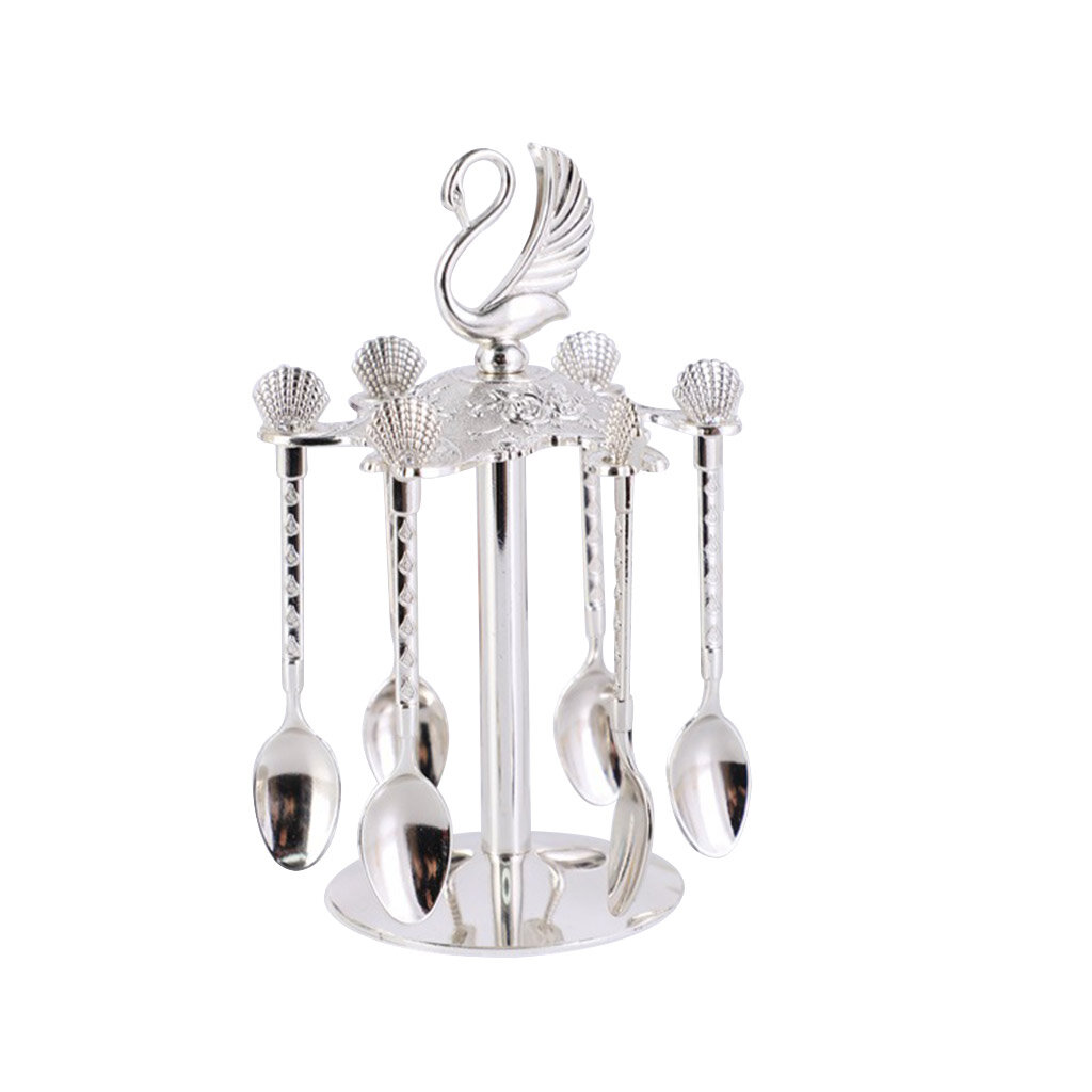 Позолоченная посеребренная кофейная ложка в европейском стиле с изображением лебедя десертная ложка посуда украшение для дома подарок-серебро