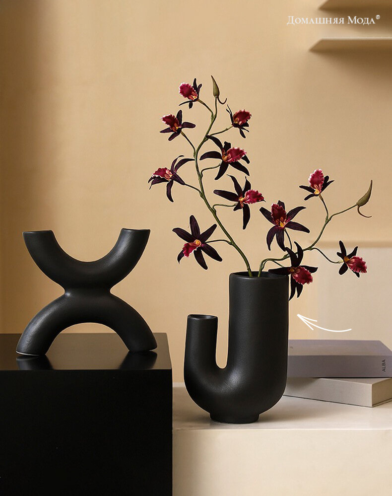 Ваза настольная керамическая "Мехико" 450мл, черный, матовая глазурь — фото 1