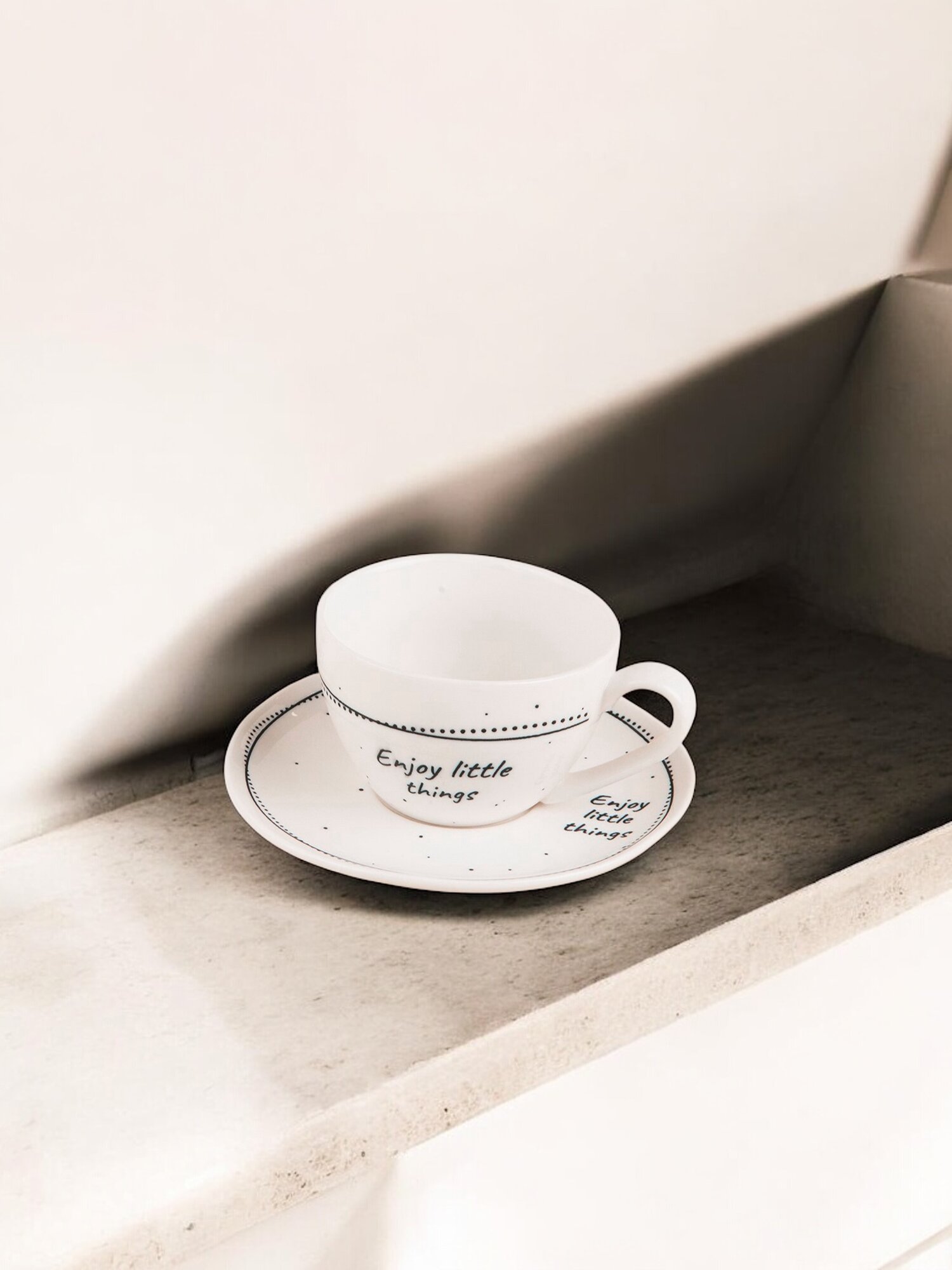 Чайная пара House Aestetic "Наслаждайся мелочами", фарфор, 275мл, белая