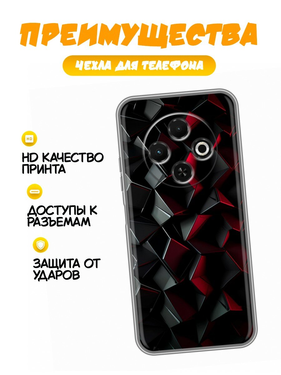 Чехол для Tecno Spark 30C с принтом Черный принт (Техно Спарк 30С) — фото 1