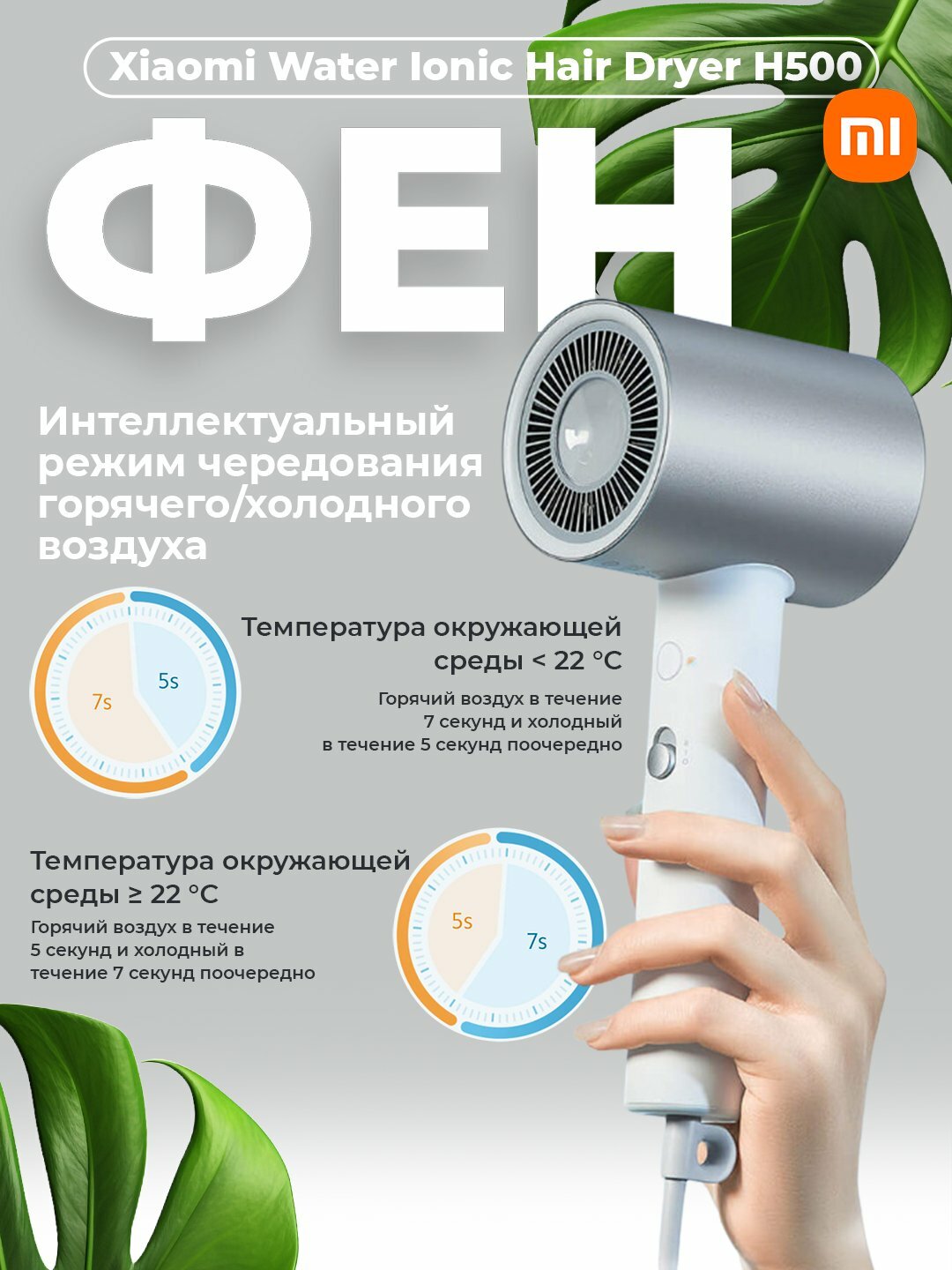 Фен Xiaomi Water Ionic H500, для красоты волос, бренд Xiaomi