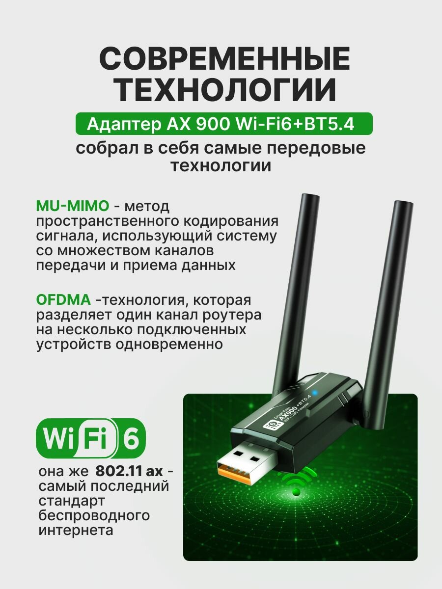 WI FI адаптер для компьютера AlisaFox блютуз адаптер для пк AX918B — фото 1