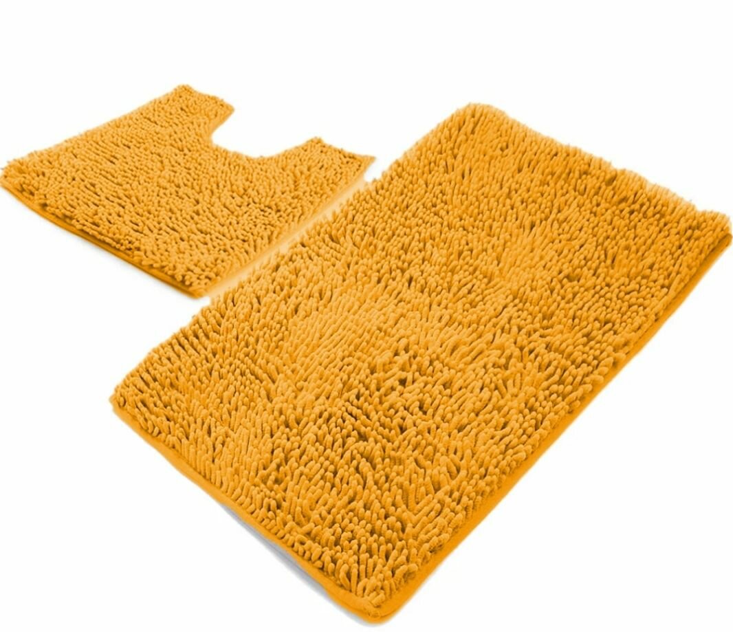 Коврик для ванной и туалета ворсистый  Размер: 50 см х 80 см  Цвет: Оранжевый