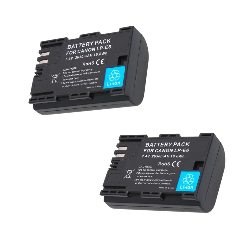 Аккумулятор LP-E6N LPE6N для камеры Canon EOS R 5D Mark IV III 90D 80D 70D 60D 60D 60D 60D 5DSR 6D 5D 7D Mark II, 2 LP-E6N