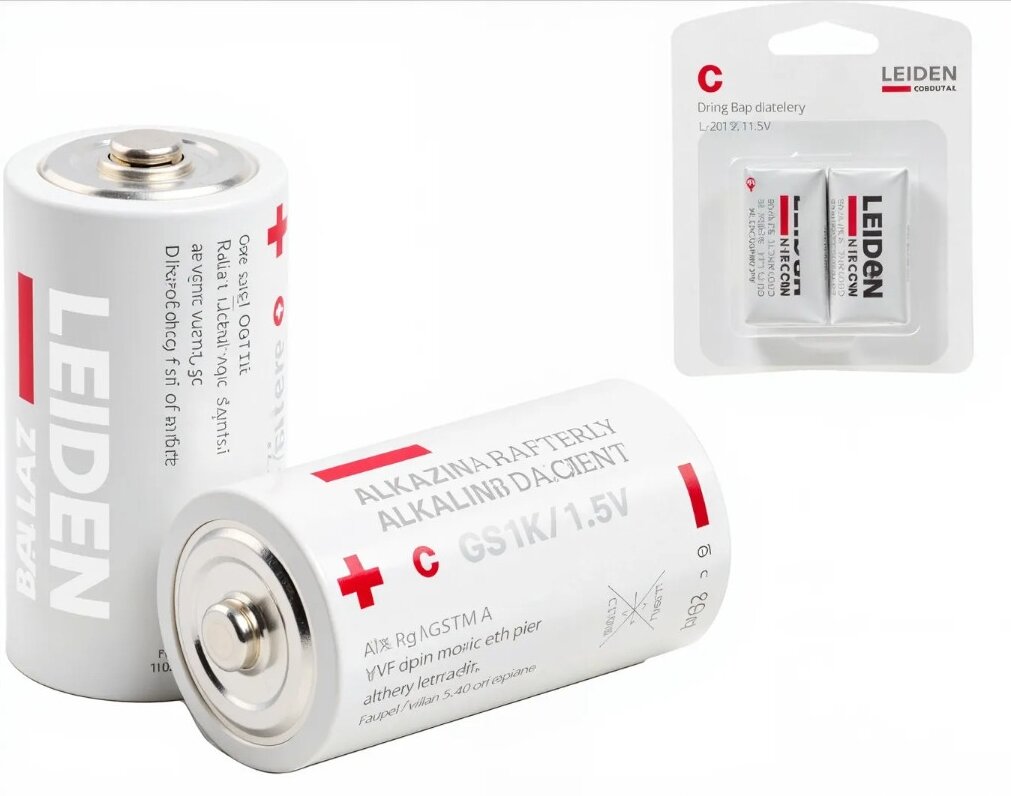 Батарейка C LEIDEN ELECTRIC 1,5 V алкалиновая 2 штуки в упаковке (808004)