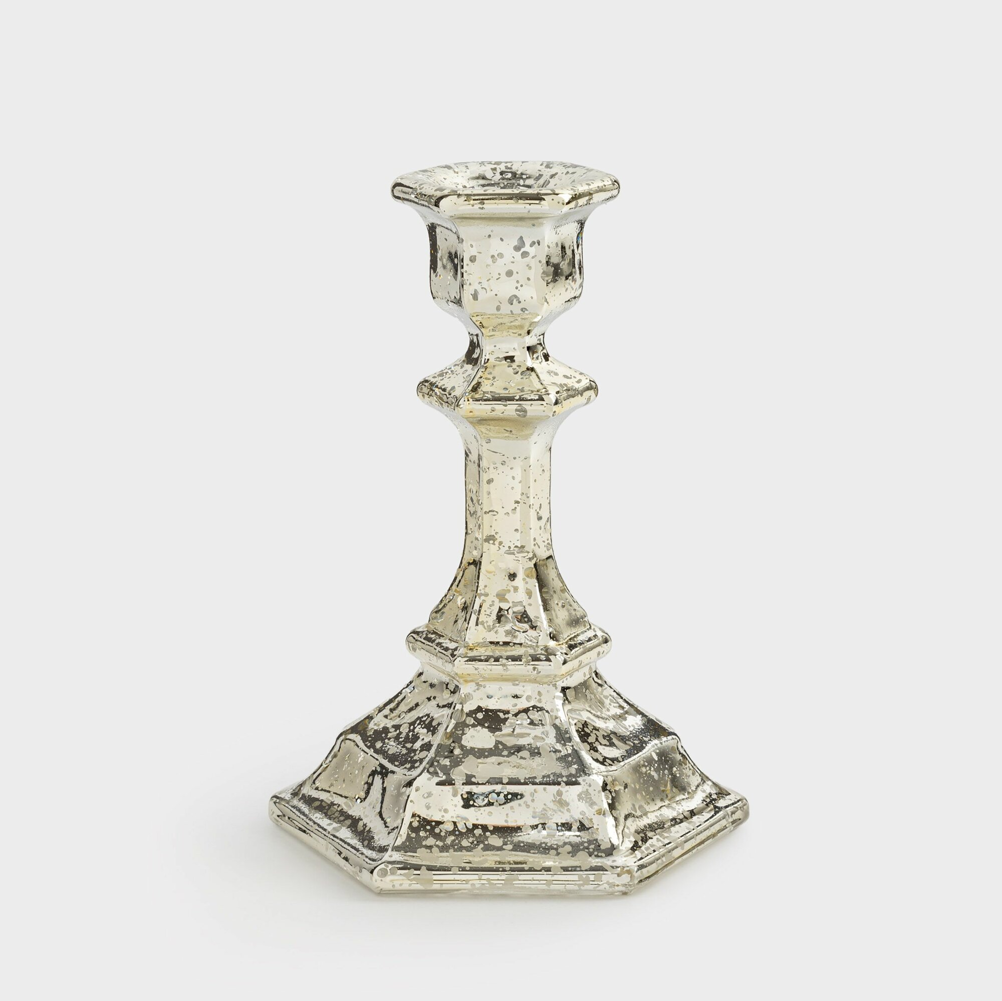 Подсвечник 14 см для тонкой свечи на ножке стекло шампань Patina