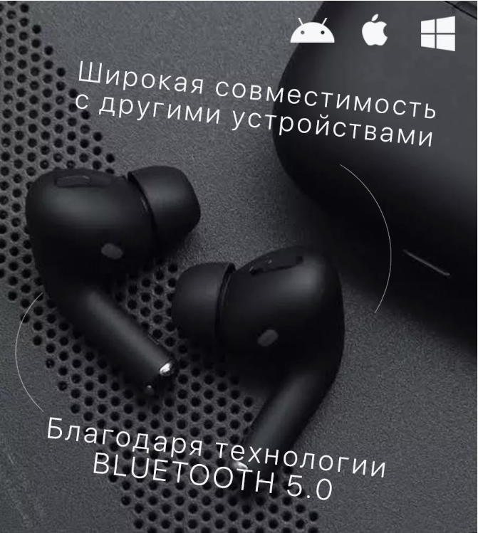 Беспроводные наушники A.Pods Pro, для Android/iPhone, цвет черный. — фото 1