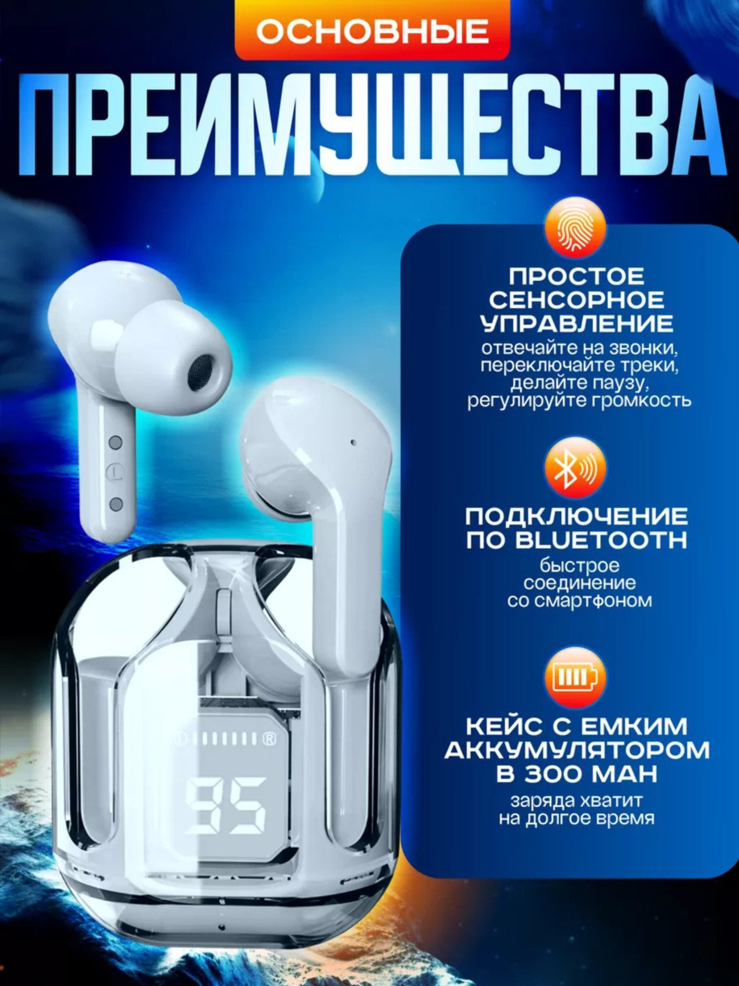 Беспроводные Bluetooth наушники, А31 Ultrapods Max, с дисплеем и микрофоном — фото 1