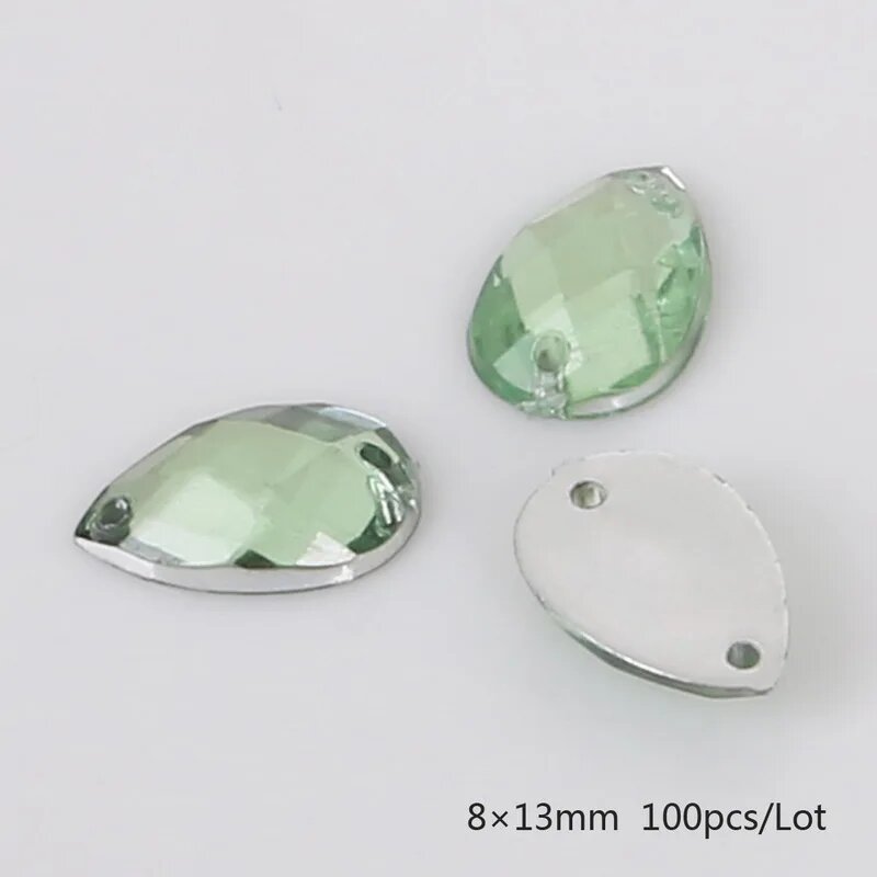 Стразы акриловые Celadon 8*13 мм 100 шт Изумрудный