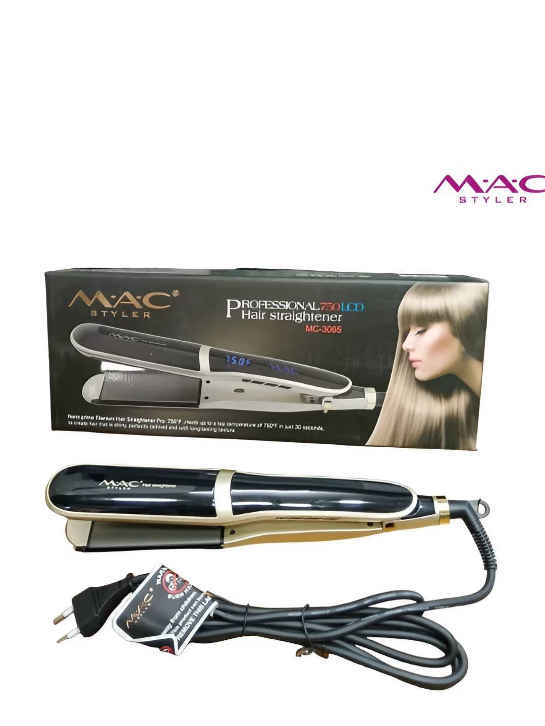 MAC Styler MC-3065 — Профессиональный выпрямитель и плойка для волос 2-в-1, с LCD дисплеем Black