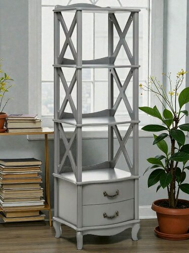 Изображение товара Этажерка K-home Джульетта-3, МДФ, с выдвижными ящиками и открытыми полками, цвет серый ясень