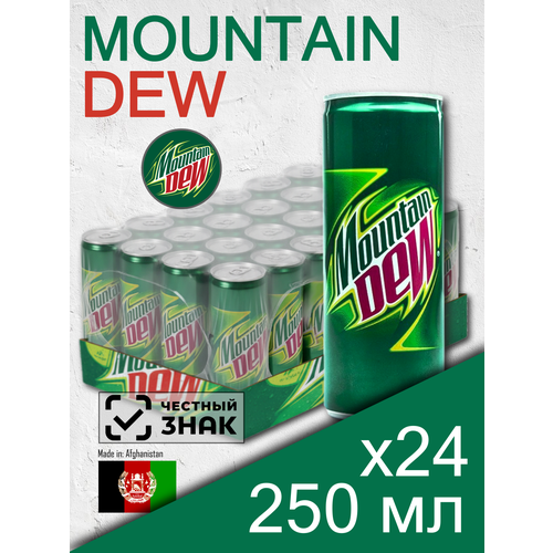 фото Mountain dew, 0.25 л, 24 шт, банка, газированный напиток маунтин дью mtn dew