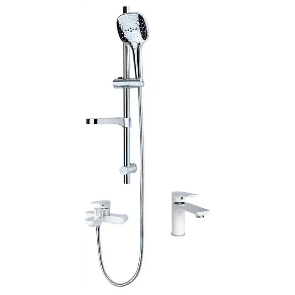 Набор для ванны 3 в 1 Grocenberg GB1009WC, белый/хром