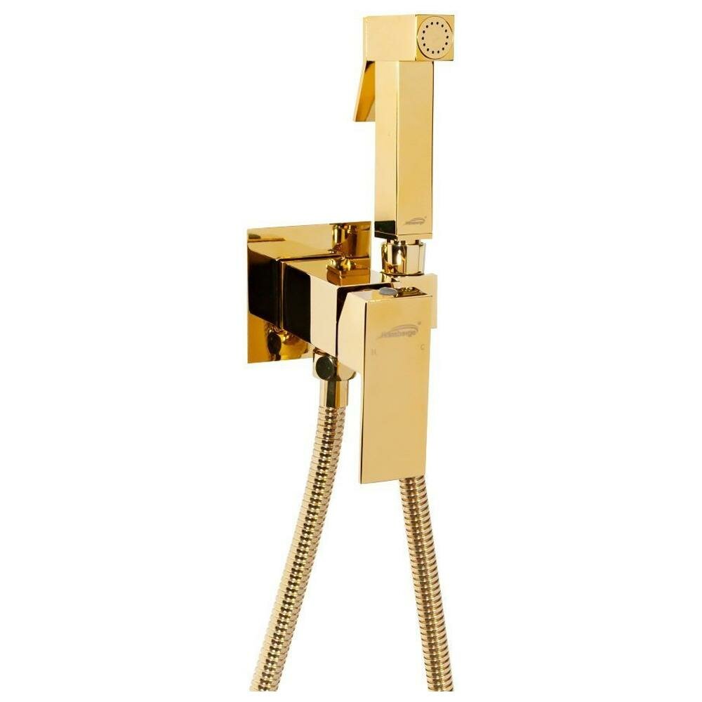 Гигиенический душ со смесителем встраиваемый Hansberge H3077GO, золото