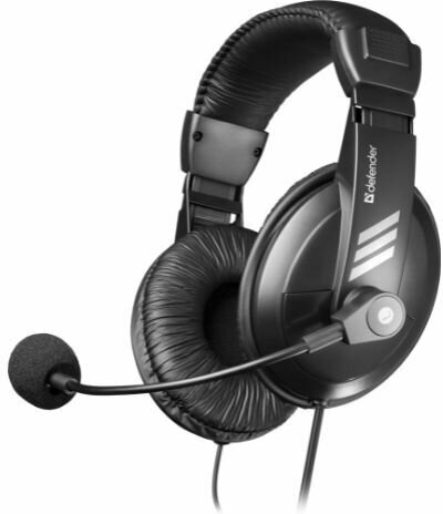 Наушники Defender Gryphon 750 HN-63750, проводные, черные, с регулятором громкости — фото 1