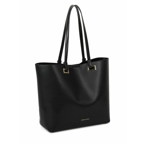 Сумка шоппер Daniele Patrici, 2 шт, фактура рельефная, плетеная, матовая, черный