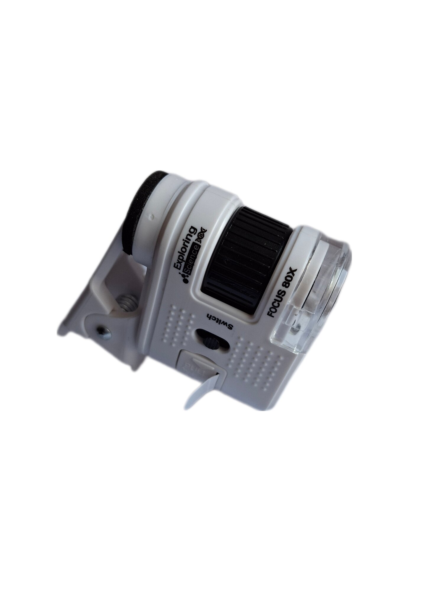 Микроскоп для смартфона, подсветка, круглая линза, на прищепке, 80-кратное увеличение — фото 1