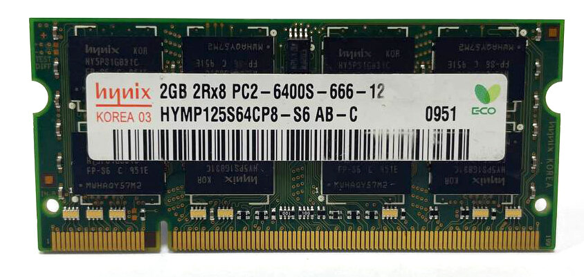 Оперативная память Hynix 2 ГБ DDR2 800 МГц SODIMM CL6 HYMP125S64CP8-S6 — фото 1