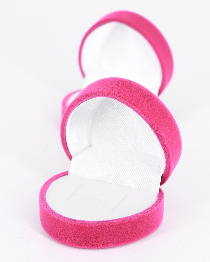 Футляр «Романтика» — малое сердечко флокированный пластик под кольцо / серьги