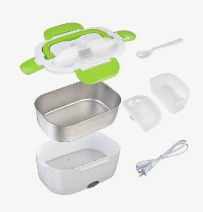 Контейнер -ланч бокс для еды с подогревом металлический контейнер 220в- 1500 Мл — фото 1
