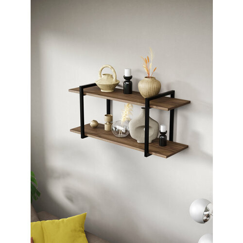 Полка настенная навесная 2 яруса 90 см Лофт Дуб Веллингтон