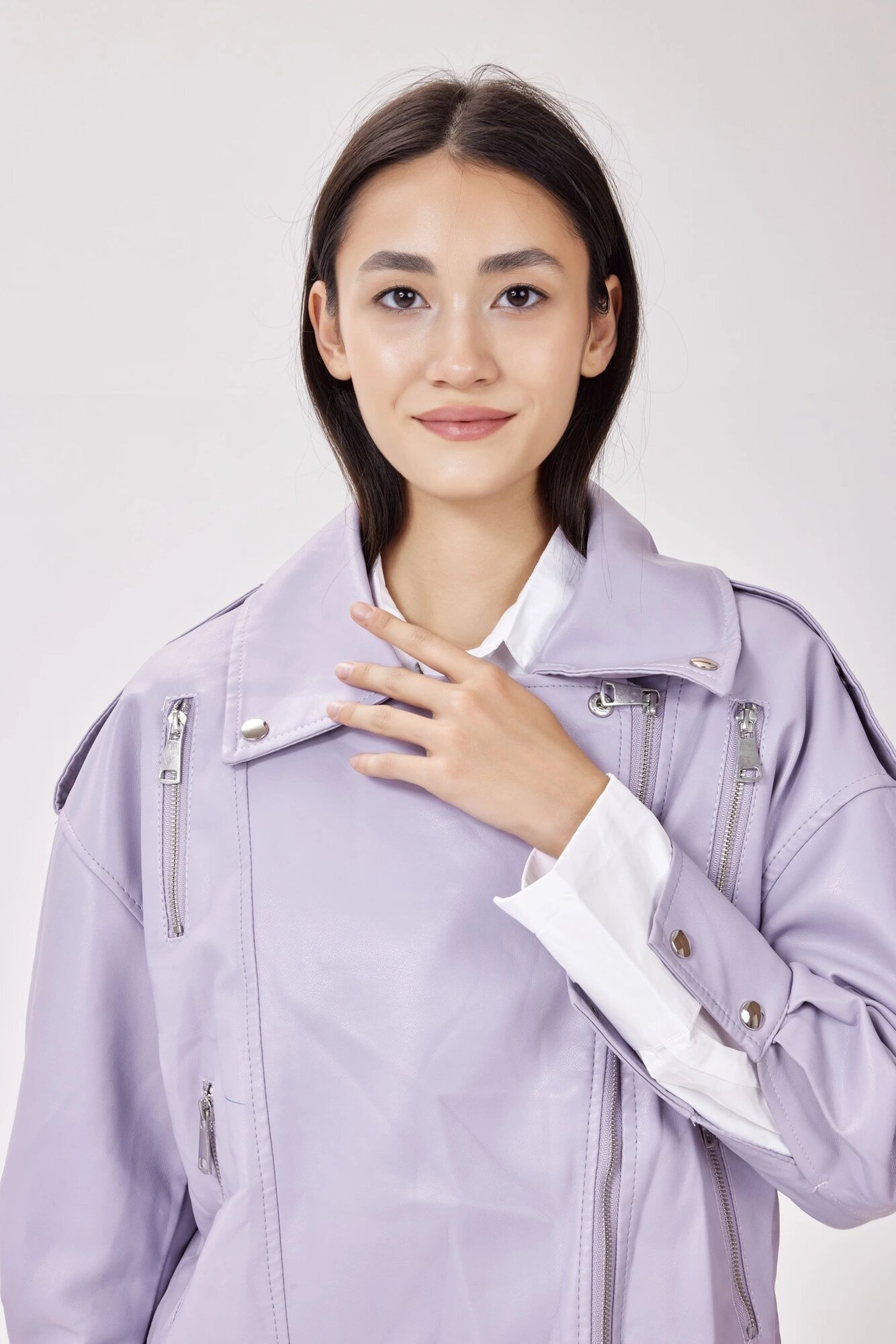 Куртка кожаная Selfie, размер M, фиолетовый — фото 1