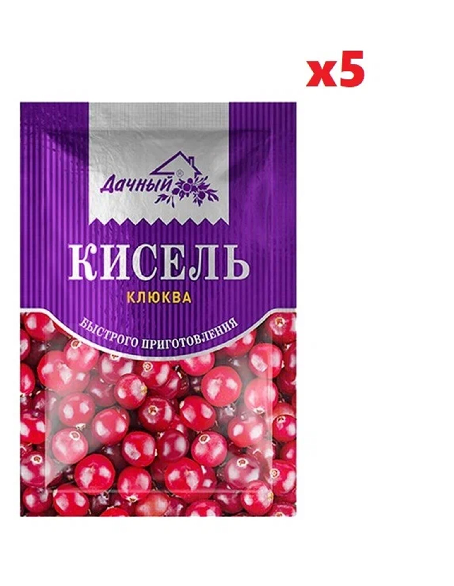 Кисель в гранулах саше "Дачный" клюква 30 г 5 шт