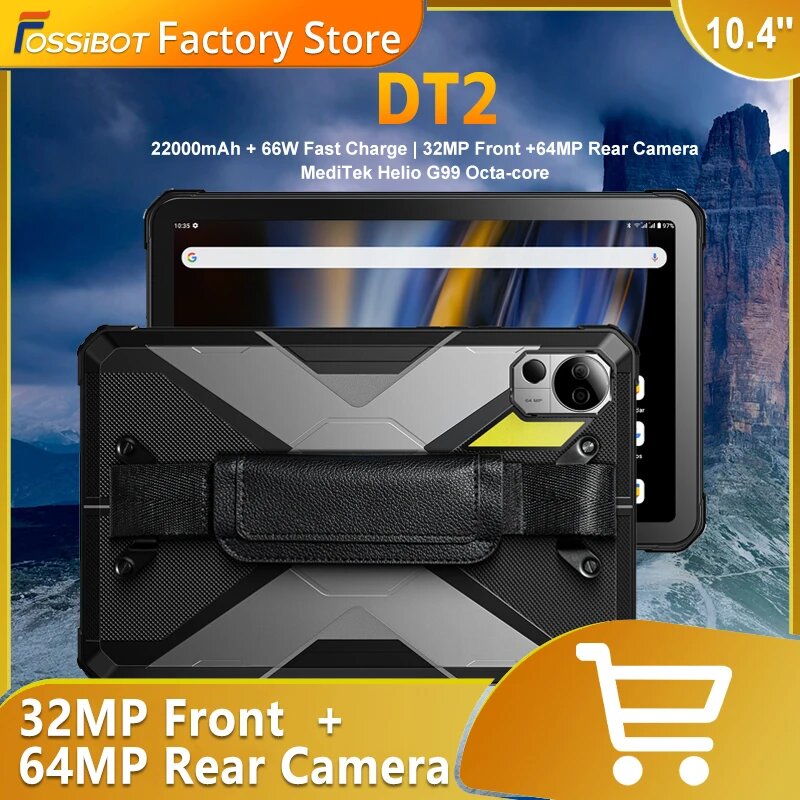 Прочный планшет FOSSiBOT DT2, 20 ГБ + 256 ГБ, Helio G99, 10,4-дюймовый дисплей 2K, 64 МП, ПК, планшеты, 22000 мАч, 66 Вт, IP68, 4G, LTE, Android 13 Pad — фото 1