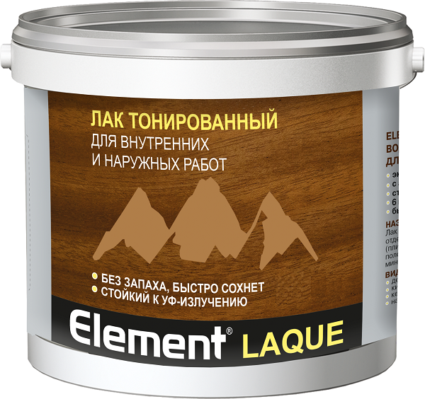 Лак Тонированный Alpa Element Laque 0.75л Махагон без Запаха для Внутренних и Наружных Работ.