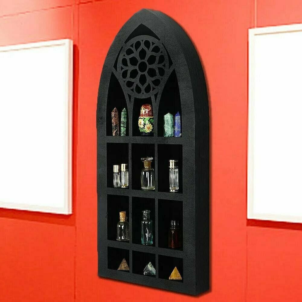 Полка декоративная из массива дерева "Ведьма", черная, 14x40 см